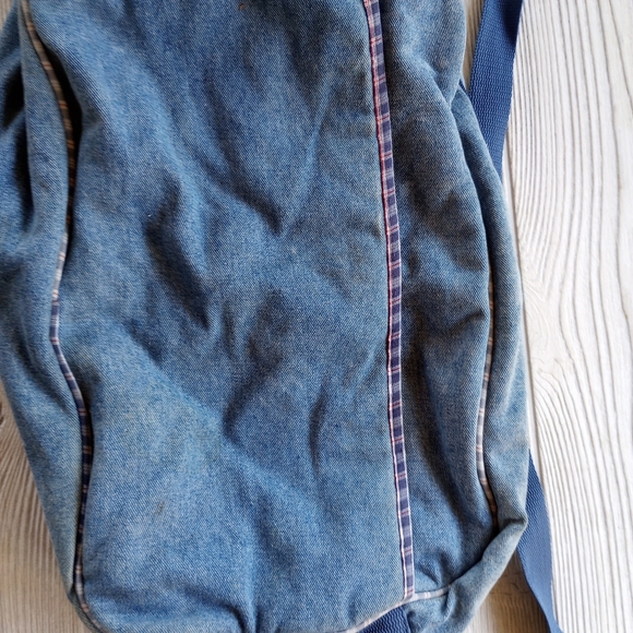 Vintage H.W. Carter & Sons Diaper Bag Denim Plaid Pockets - Picture 12 of 14